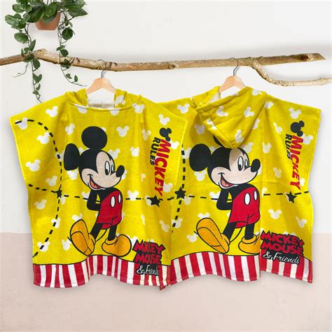 Disney Mickey Mouse Kids Hooded Poncho in 400 GSM – Sassoon Fab