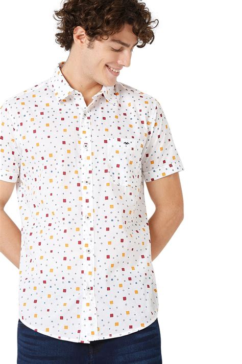 Buy White & Multi Geometric Print Slim Fit Casual Shirt Online at ...