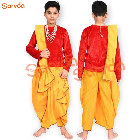 Red Velvet Top And Yellow Dhoti / Ganesh ji Costume - Without Mask – Sarvda