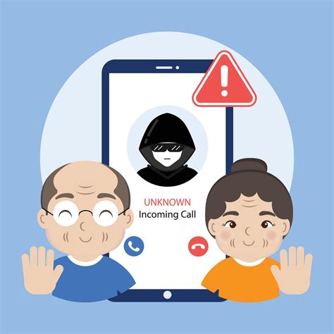 Senior Warning Phone call from unknown number. Scam, fraud or phishing with smartphone concept ...