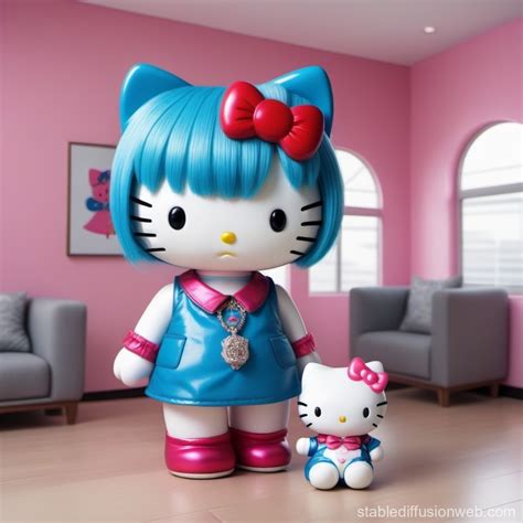Blue-Haired Housebound Hello Kitty | Stable Diffusion Online