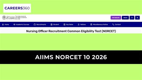 AIIMS NORCET 10 2026: Dates, Application Form (Out), Pattern, Syllabus ...