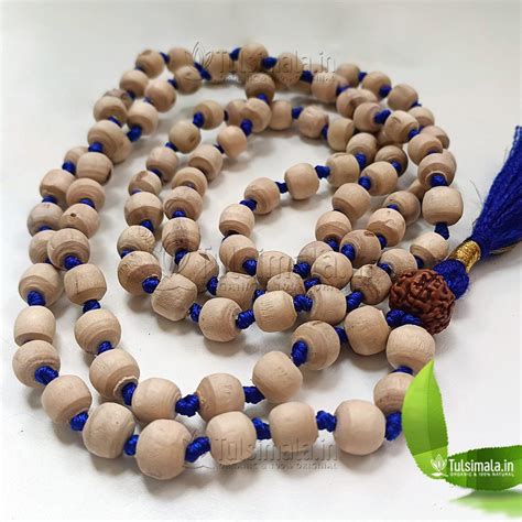 108+1 Beads ISKCON Tulsi Japa Mala with Blue Tassel 10mm Bead Size ...