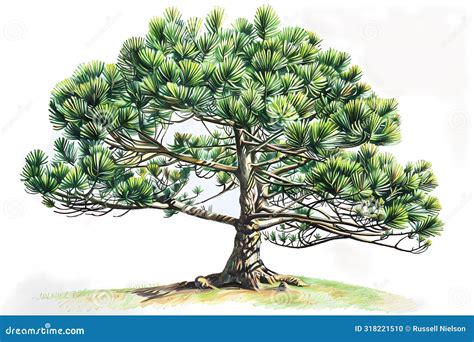 Norfolk Island Pine (Araucaria Heterophylla) (Colored Pencil) Stock Photography | CartoonDealer ...