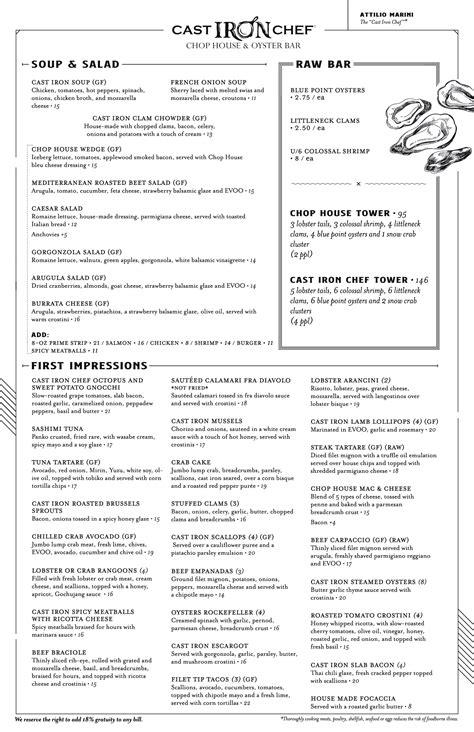 Our Menu - The Cast Iron Chef Chop House & Oyster Bar