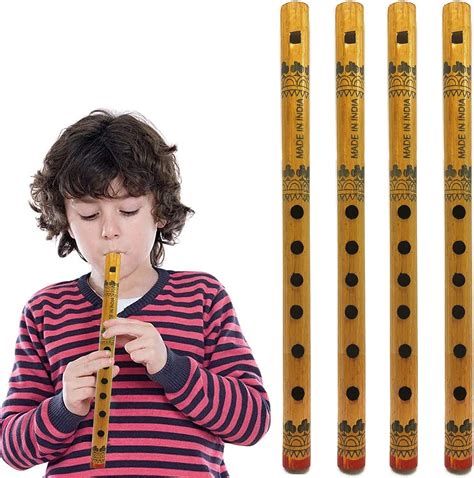 Buy 4 Bamboo Flute Wooden C Fipple Transverse 6 Holes Musical ...