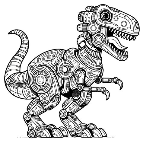 Free drawing - Robot dinosaur coloring for children