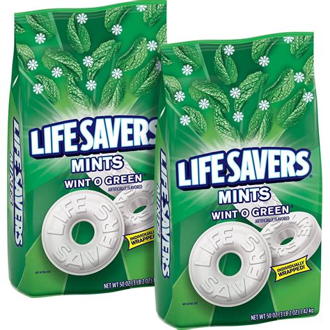 LIFE SAVERS Mints Wint-O-Green Hard Candy, Party Size Bag, 50 Ounce ...
