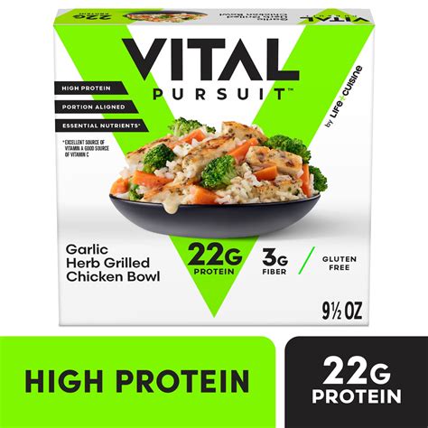 Vital Pursuit High Protein Garlic Herb Grilled Chicken Bowl Frozen Food Dinner Meal, 9.5 oz ...