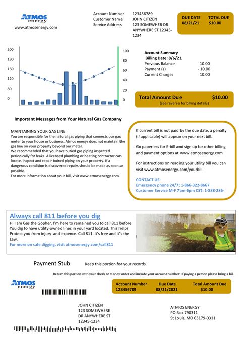 USA Virginia Atmos Energy Utility Bill Template In Word And PDF Format ...