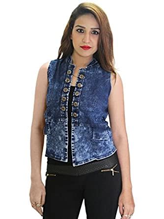 Buy Matelco Blue Denim Sleeveless Short Shrug at Amazon.in