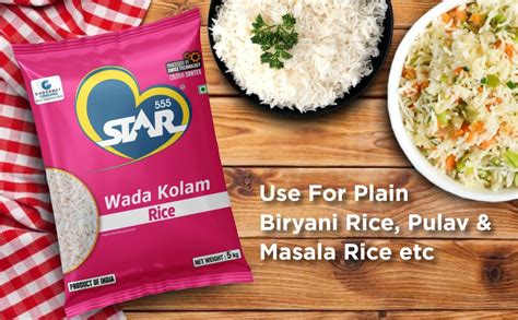 STAR 555 Wada Kolam Rice Pouch – 5 Kg | Extra Long & Fluffy Grains ...