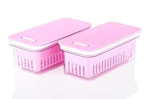 VITALMART Fridge Storage Box Organizer with Stackable Drain Rack and ...