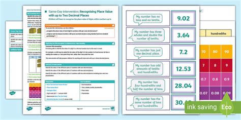 👉 Y5 Intervention: Recognising Place Value to 2 Decimal Places