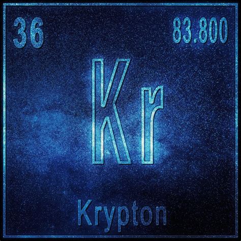 Krypton chemical element, sign with atomic number and atomic weight ...