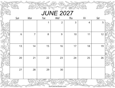 June 2027 Calendar (Free Printable) – Free Printables, Lettering, SVG ...
