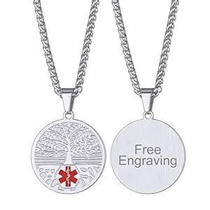 Buy FaithHeart Custom Engraving Medical Alert ID Necklace, Stainless ...