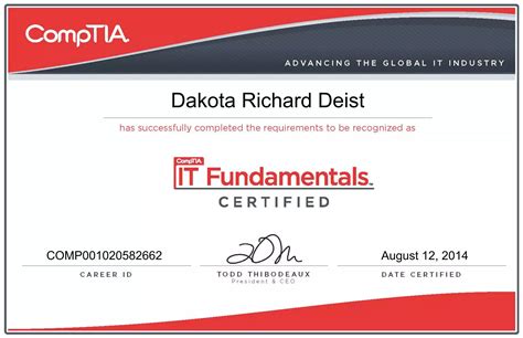 CompTIA IT Fundamentals Certification certificate | PDF