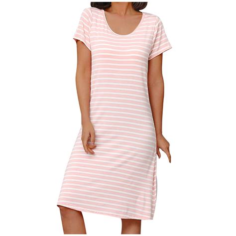 Plus Size Nightgowns Clearance Striped Sleep Shirts Women Nightgown ...