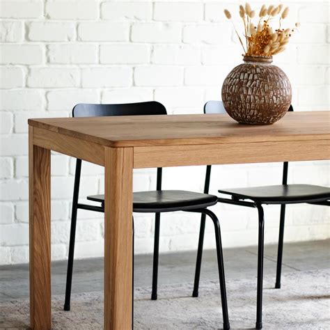 Solid Oak Dining Table – Farmhouse Kitchen Furniture, Natural Wood ...