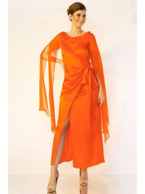 Buy Wendell Rodricks Orange Hand Embroidered Gown Online