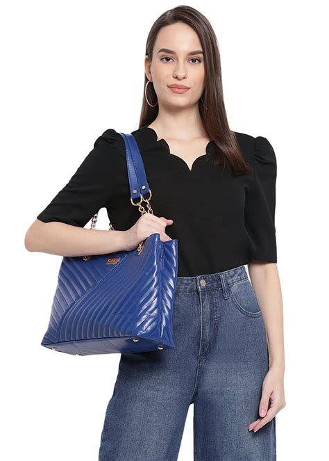 Get Quilted Chain Handle Royal Blue Tote Bag at ₹ 2279 | LBB Shop