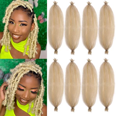 Buy 8 Packs Blond Springy Afro Twist Hair 16 Inch Pre-Separated Spring ...