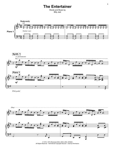The Entertainer by Billy Joel Sheet Music for Keyboard Transcription at ...