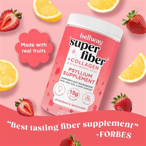 Bellway Super Fiber + Collagen & Hyaluronic 325 Grams Strawberry ...