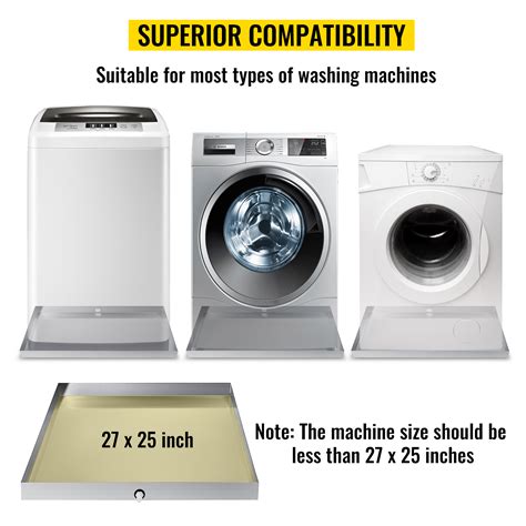VEVOR 27 x 25 x 2.5 Inch Washing Machine Pan 304 Stainless Steel ...