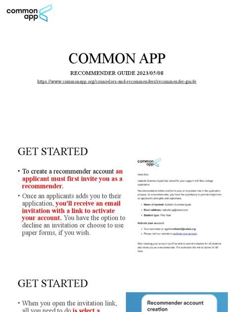 common app recommender form Android IOS V- 2.102