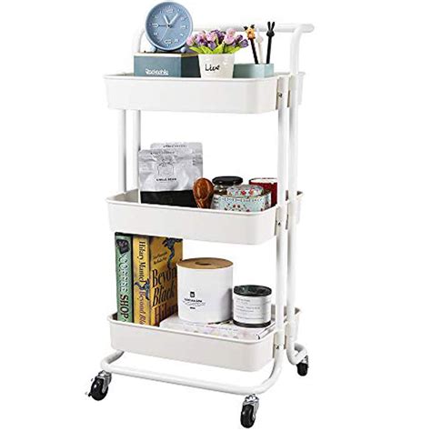 Kriva 3 Tier Metal Rolling Utility Cart | Multifunction Storage Shelves ...