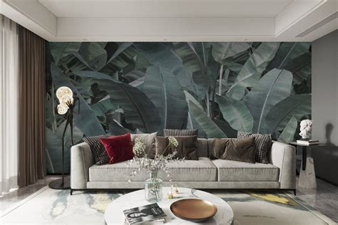 Buy Dense Tropical Leaf Banana Leaf Wallpaper – Lush Green Design