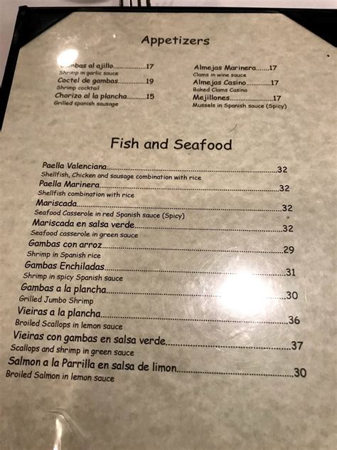 Menu at EL CID restaurant, Paramus