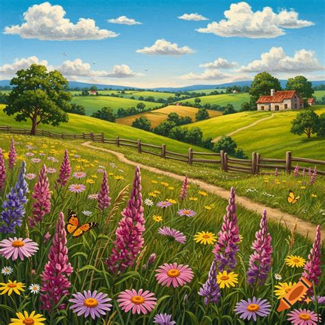 Illustration of foreground, middle ground, and background in art on Craiyon