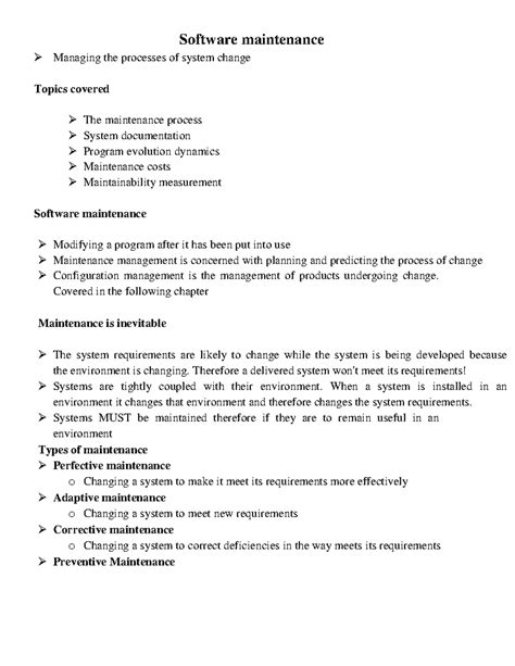 Software maintenance UNIT 5 - Managing the processes of system ...