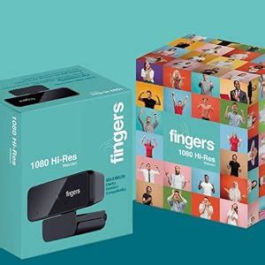 FINGERS 1080 Hi-Res Webcam with 1080p Wide Angle Lens and Built-in Mic ...