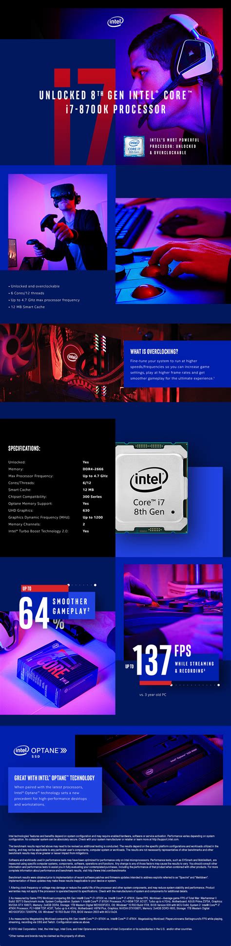 Intel Core i7 8700K | 6 Cores 4.7 GHz | Unlocked Processor