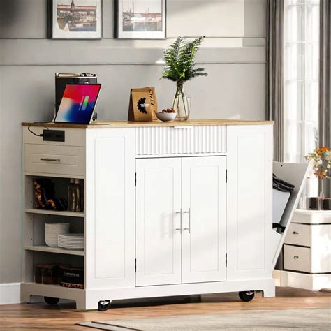 Kitchen Island Table: 48.5" Multifunctional Kitchen Cart with Hidden T ...
