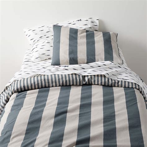 Riviera Slate Blue Reversible Stripe Organic Cotton Kids Full/Queen ...