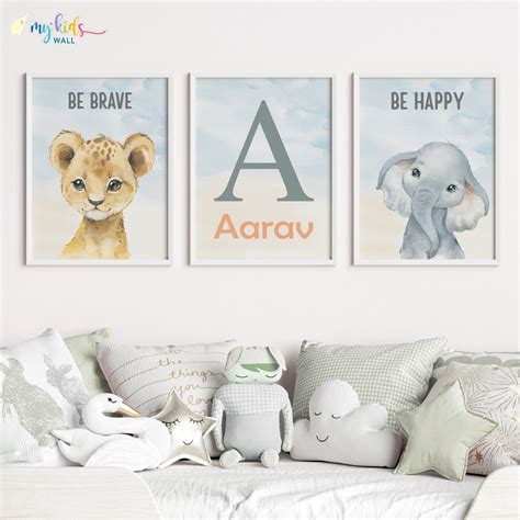 'Watercolor Baby Animals' Motivational Personalised Wall Art (Framed ...