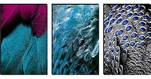 SAF paintings Set of 3 Colorful Leaf Modern Art MDF Self Adhessive UV ...