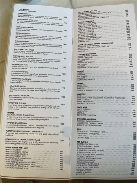 Menu at 1947 on Vilakazi Street restaurant, Soweto