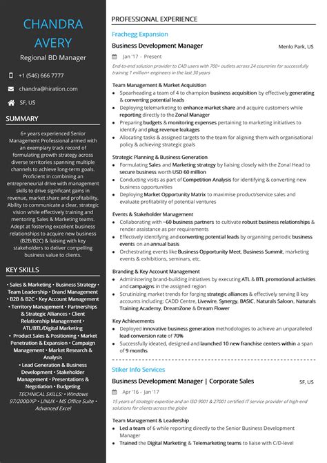 Business Development Resume Examples 的图像结果