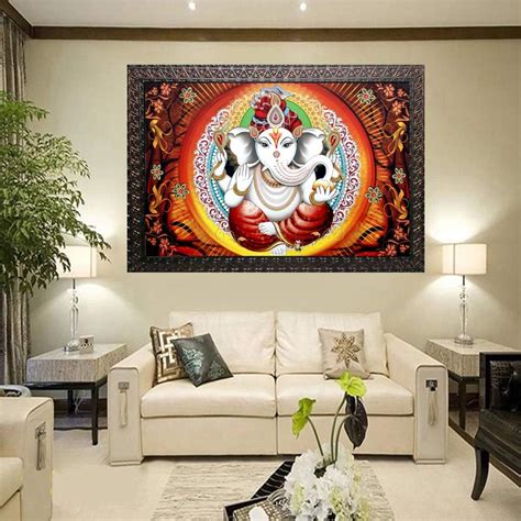 PAPER PLANE DESIGN Lord Ganesha Canvas Framed Paintings For Home and ...
