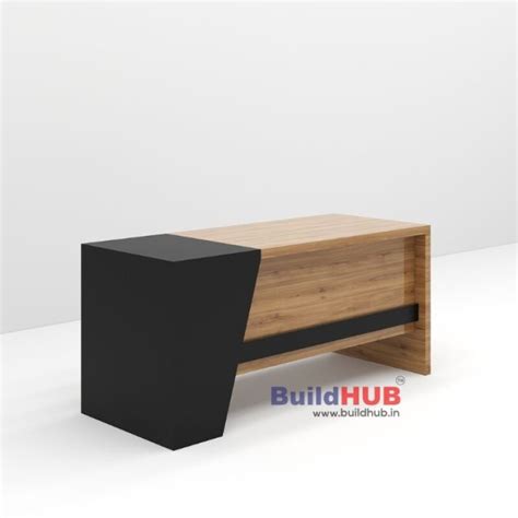Modern Black & Wooden Texture CEO Table with Geometric Design - BuildHUB