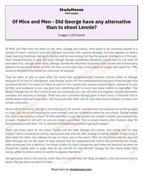 George Shooting Lennie Of Mice And Men