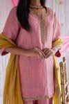 Buy Pink Kurta Handloom Tissue, Lining Shantoon, Sharara Chanderi Saifi ...