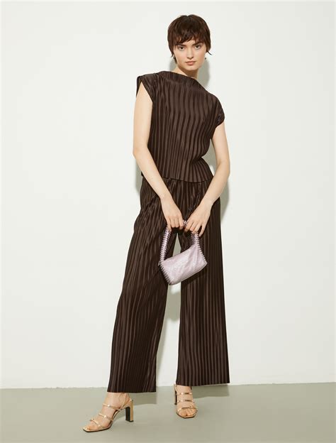 Pleated jersey top, coffee | MAX&Co.