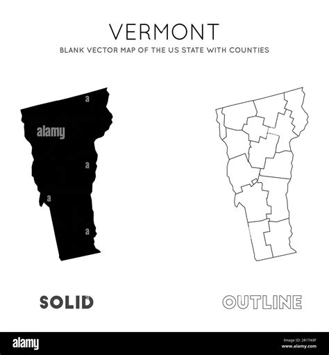 Vermont map. Blank vector map of the US State with counties. Borders of Vermont for your ...